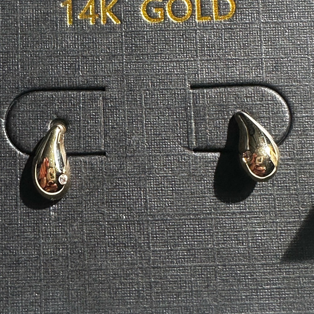 14K Gold Mini Teardrop Earrings - Picture 4 of 11